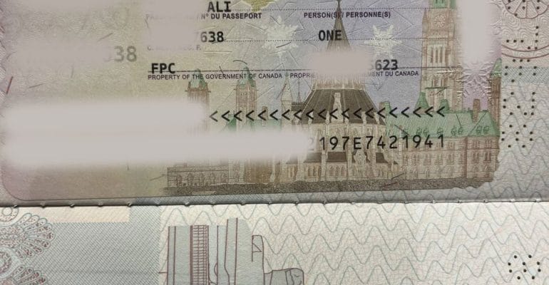 نمونه ویزای کانادا