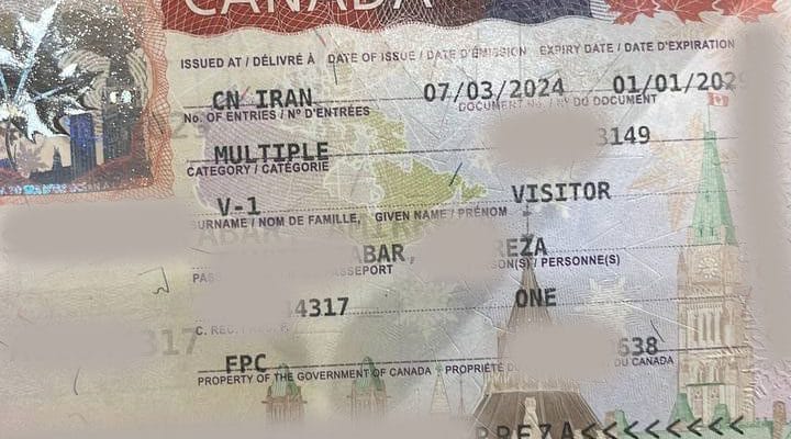 نمونه ویزای کانادا