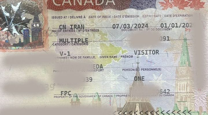 نمونه ویزای کانادا
