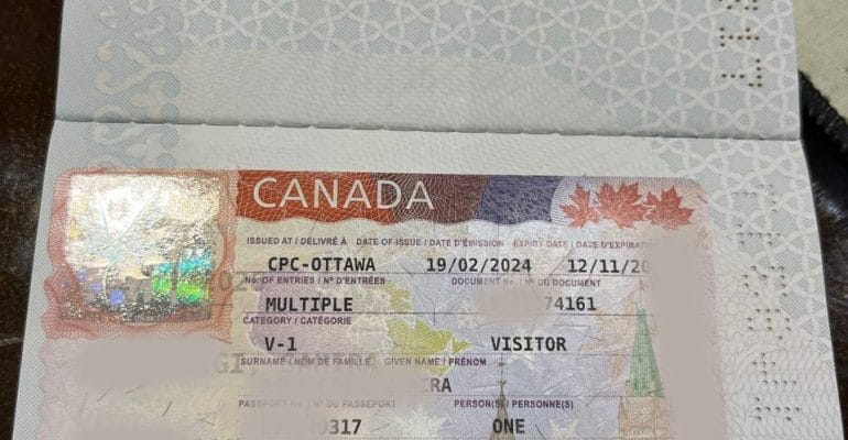 نمونه ویزای کانادا