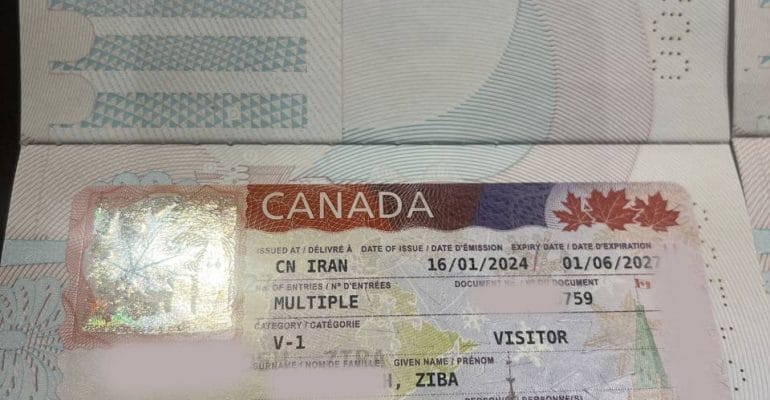 نمونه ویزای کانادا