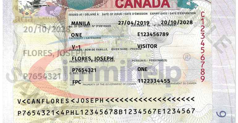 نمونه ویزای کانادا