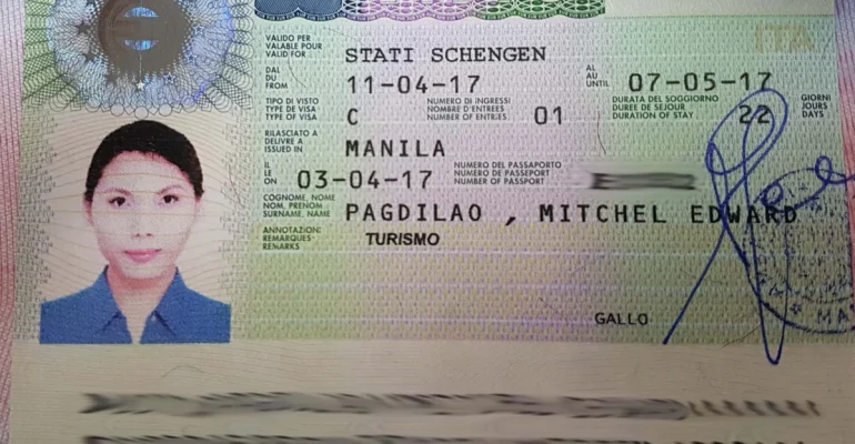 نمونه ویزای شینگن