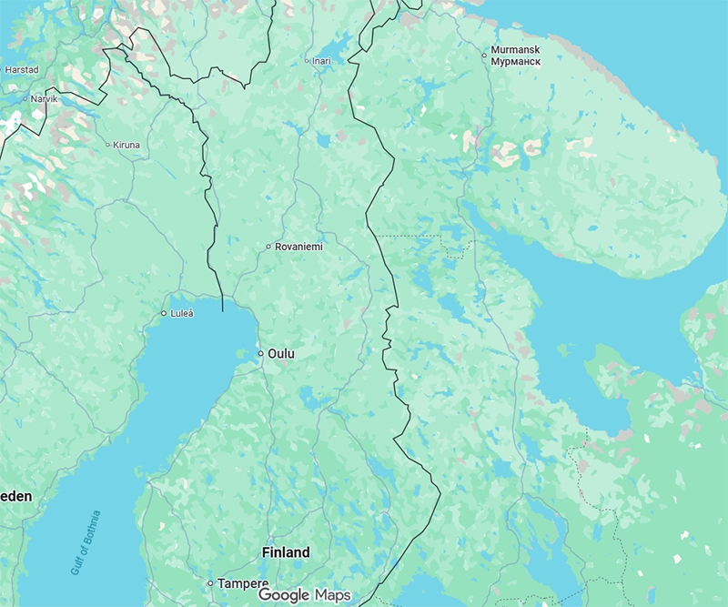 نقشه کشور فنلاند در گوگل مپ