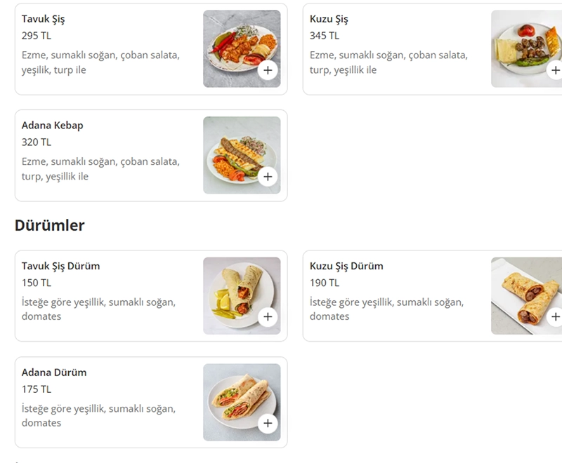 منو رستوران 